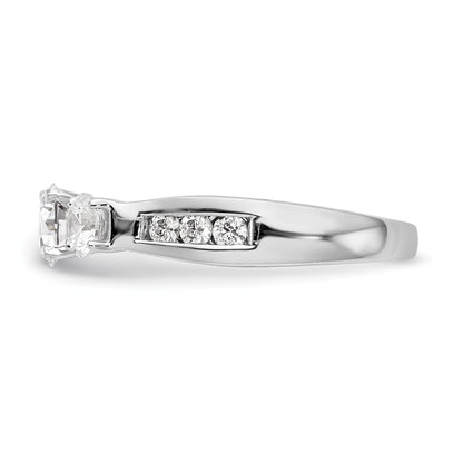 0.75ct. CZ Solid Real 14K White Gold Peg Set 3-Stone Engagement Ring