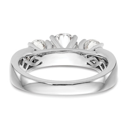 0.75ct. CZ Solid Real 14K White Gold Peg Set 3-Stone Engagement Ring