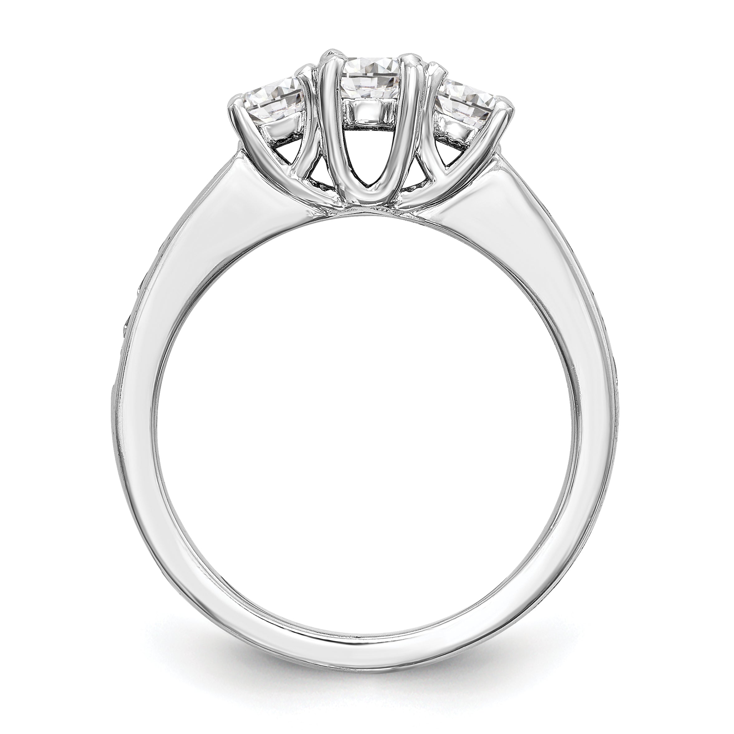 0.75ct. CZ Solid Real 14K White Gold 3-Stone Engagement Ring
