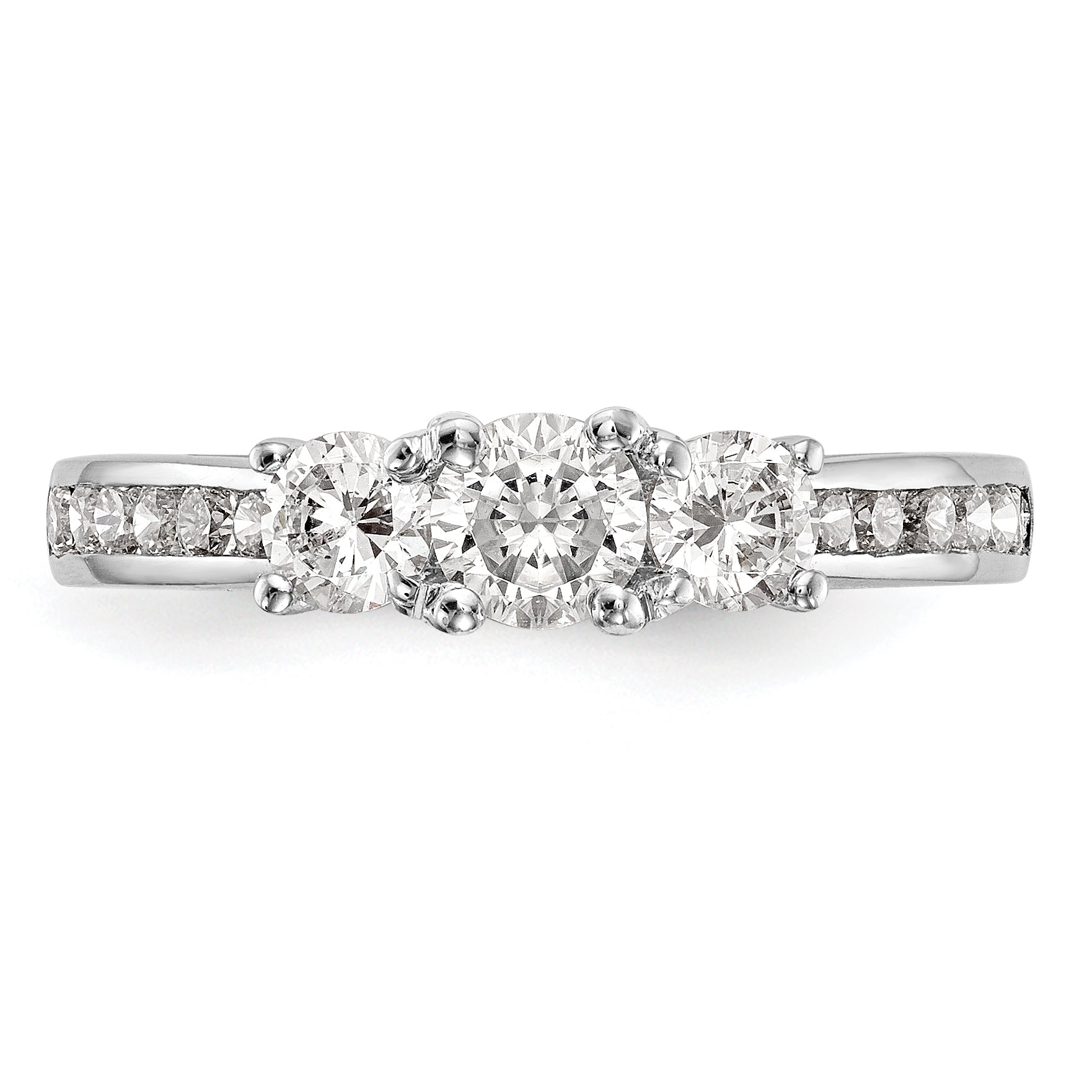 0.75ct. CZ Solid Real 14K White Gold 3-Stone Engagement Ring