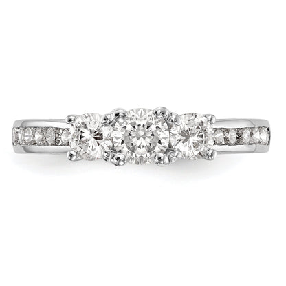 0.75ct. CZ Solid Real 14K White Gold 3-Stone Engagement Ring