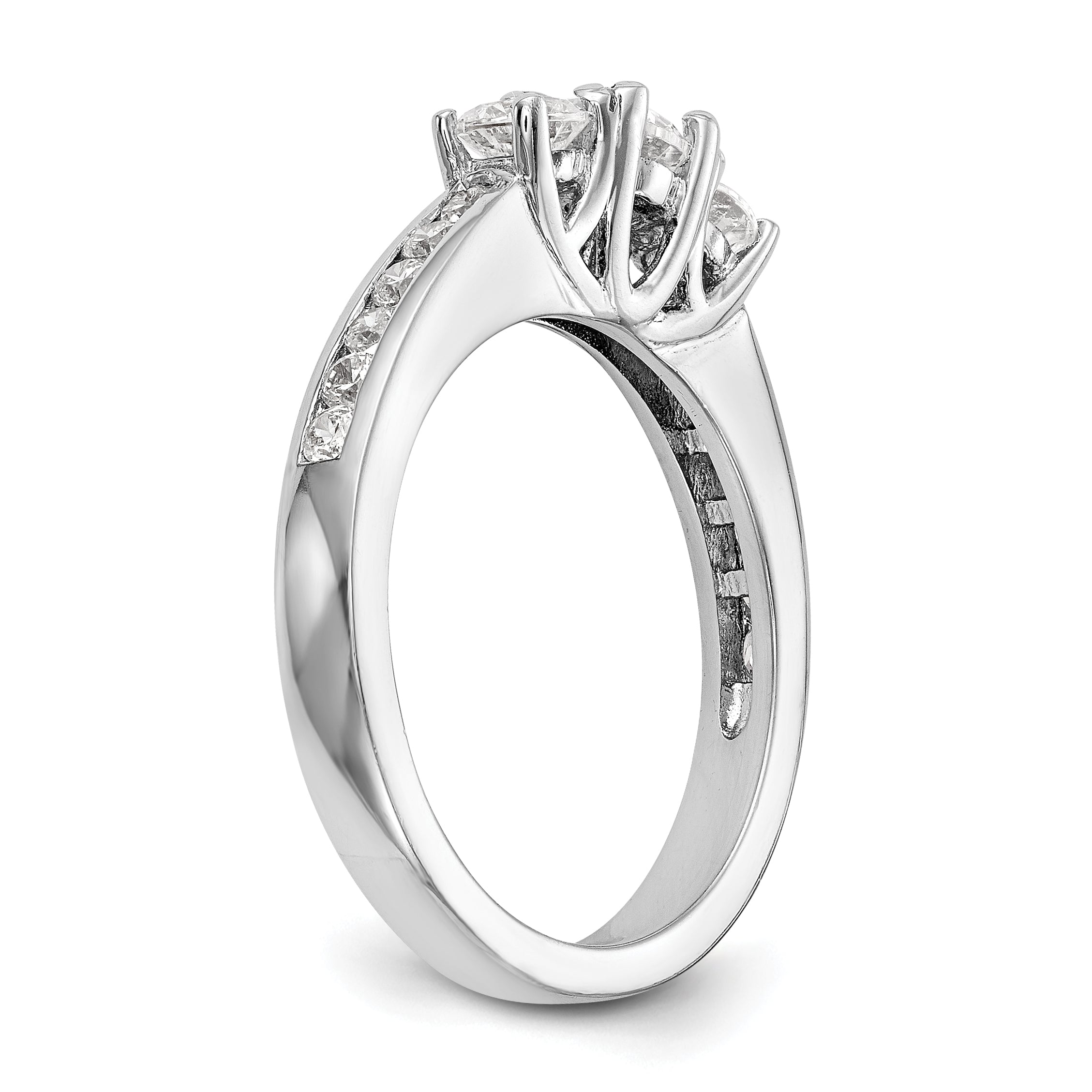 0.75ct. CZ Solid Real 14K White Gold 3-Stone Engagement Ring