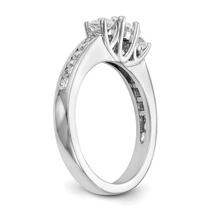 0.75ct. CZ Solid Real 14K White Gold 3-Stone Engagement Ring