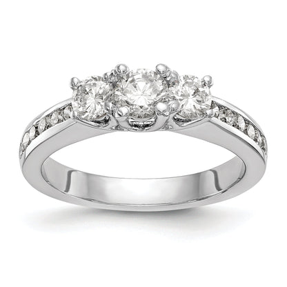 0.75ct. CZ Solid Real 14K White Gold 3-Stone Engagement Ring