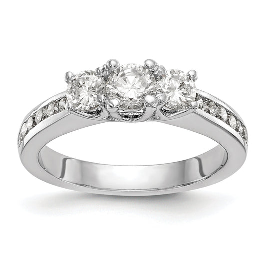 0.75ct. CZ Solid Real 14K White Gold 3-Stone Engagement Ring