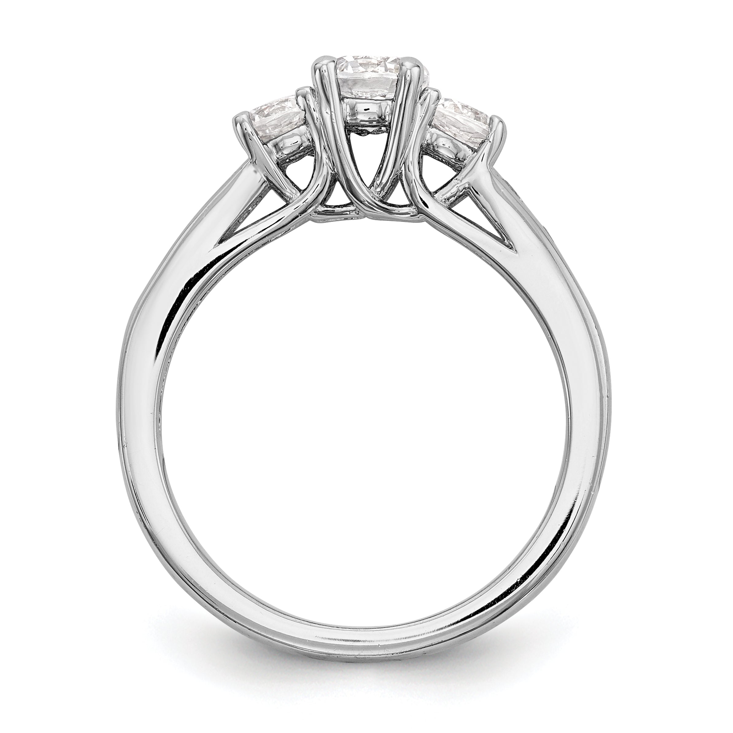 0.75ct. CZ Solid Real 14K White Gold 3-Stone Engagement Ring