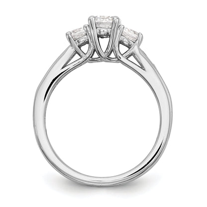 0.75ct. CZ Solid Real 14K White Gold 3-Stone Engagement Ring
