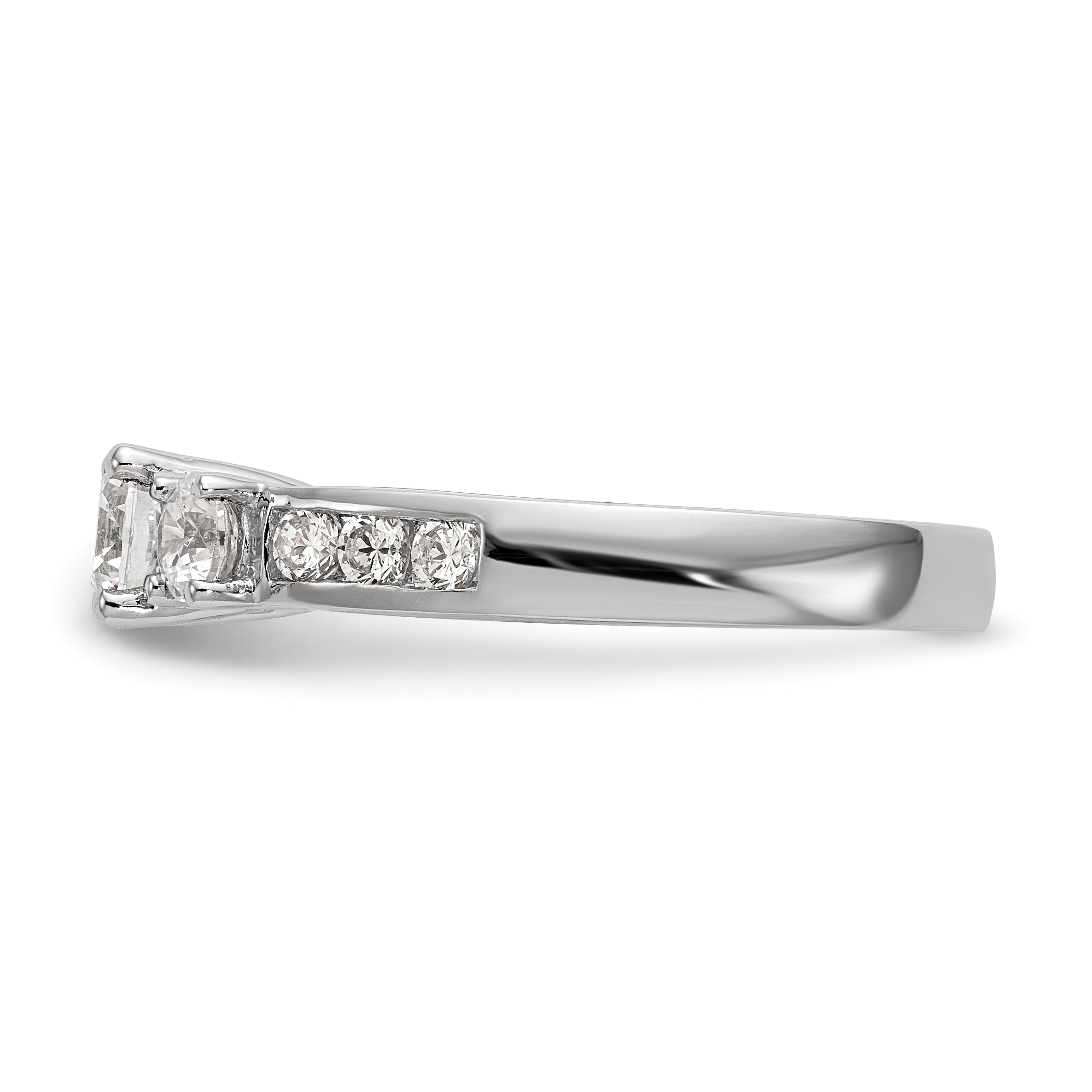 0.38ct. CZ Solid Real 14K White Gold 3-Stone Engagement Ring
