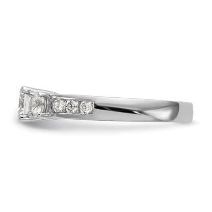 0.38ct. CZ Solid Real 14K White Gold 3-Stone Engagement Ring