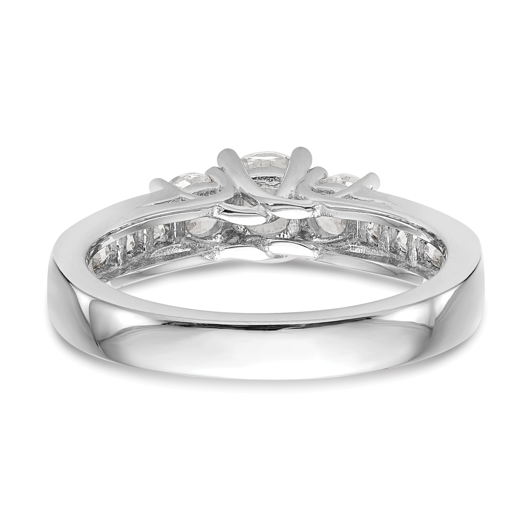 0.75ct. CZ Solid Real 14K White Gold 3-Stone Engagement Ring