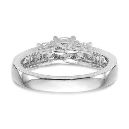 0.75ct. CZ Solid Real 14K White Gold 3-Stone Engagement Ring