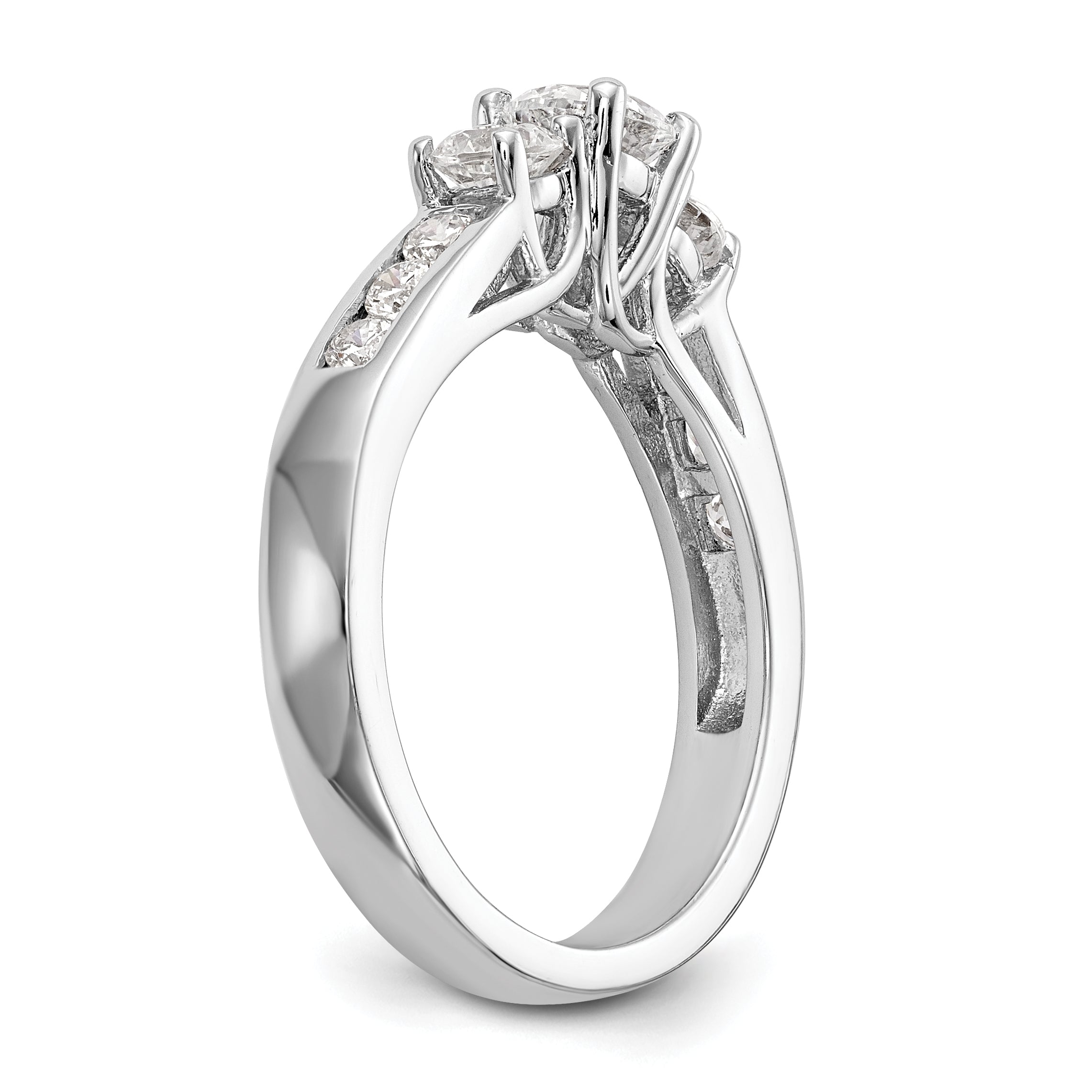0.75ct. CZ Solid Real 14K White Gold 3-Stone Engagement Ring