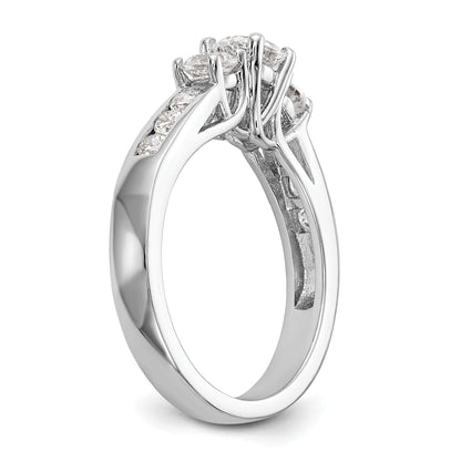 0.75ct. CZ Solid Real 14K White Gold 3-Stone Engagement Ring