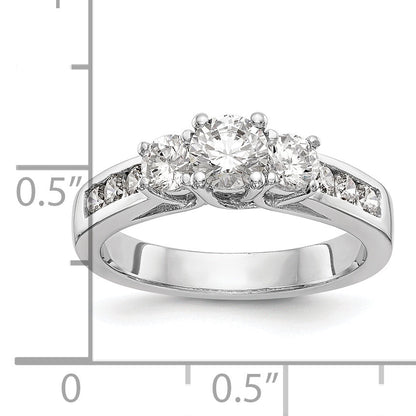 0.38ct. CZ Solid Real 14K White Gold 3-Stone Engagement Ring
