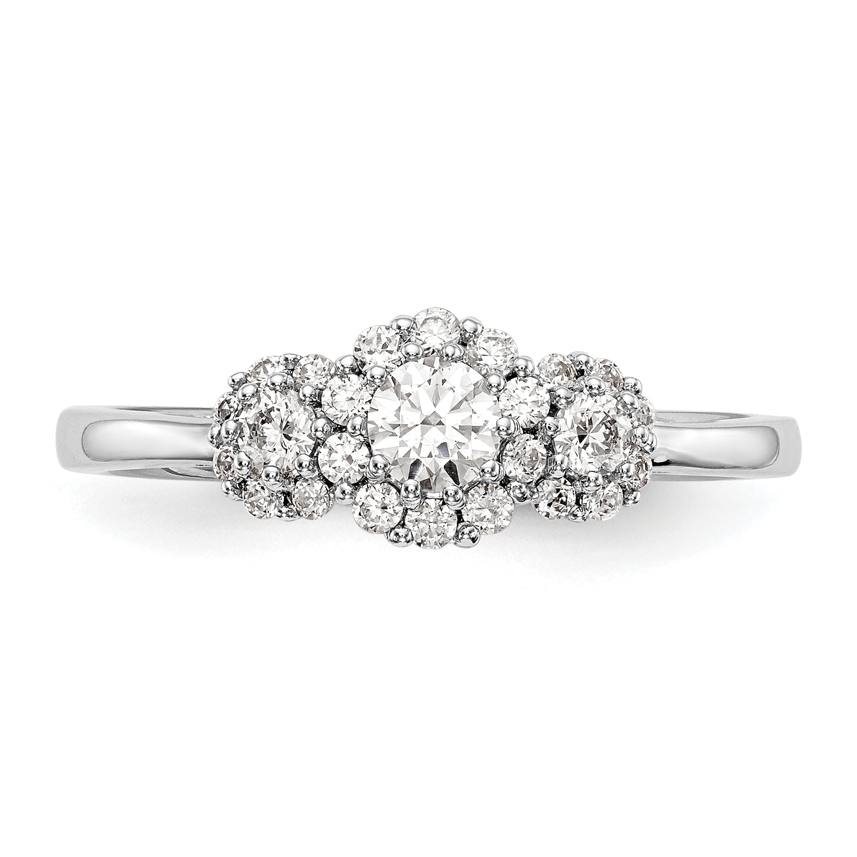 0.20ct. CZ Solid Real 14K White Gold 3-Stone Engagement Ring