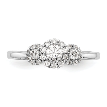 0.20ct. CZ Solid Real 14K White Gold 3-Stone Engagement Ring
