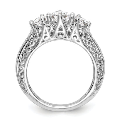 0.50ct. CZ Solid Real 14K White Gold 3-Stone Engagement Ring