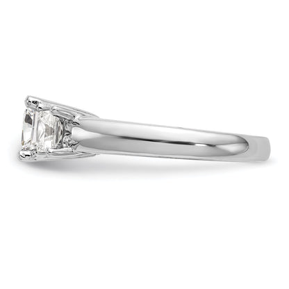 1.00ct. CZ Solid Real 14K White Gold 3-Stone Engagement Ring