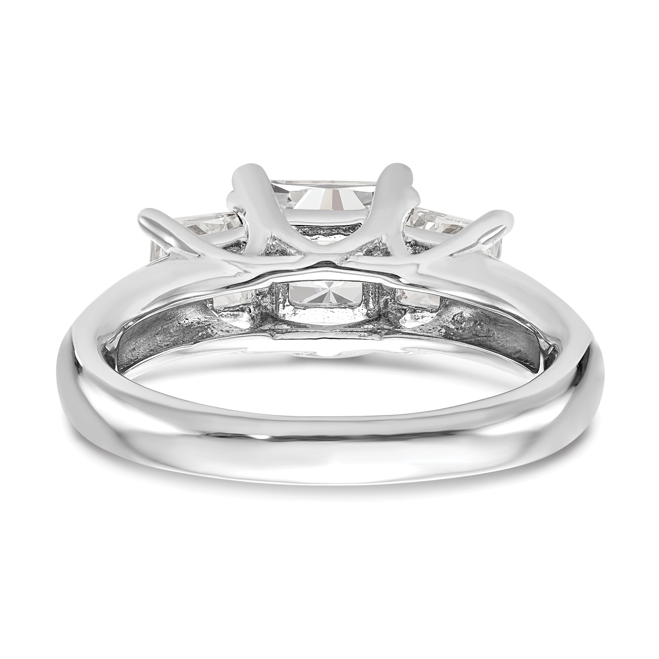 0.75ct. CZ Solid Real 14K White Gold 3-Stone Engagement Ring