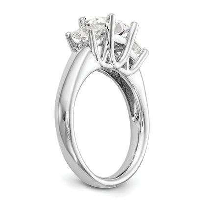 0.25ct. CZ Solid Real 14K White Gold 3-Stone Engagement Ring