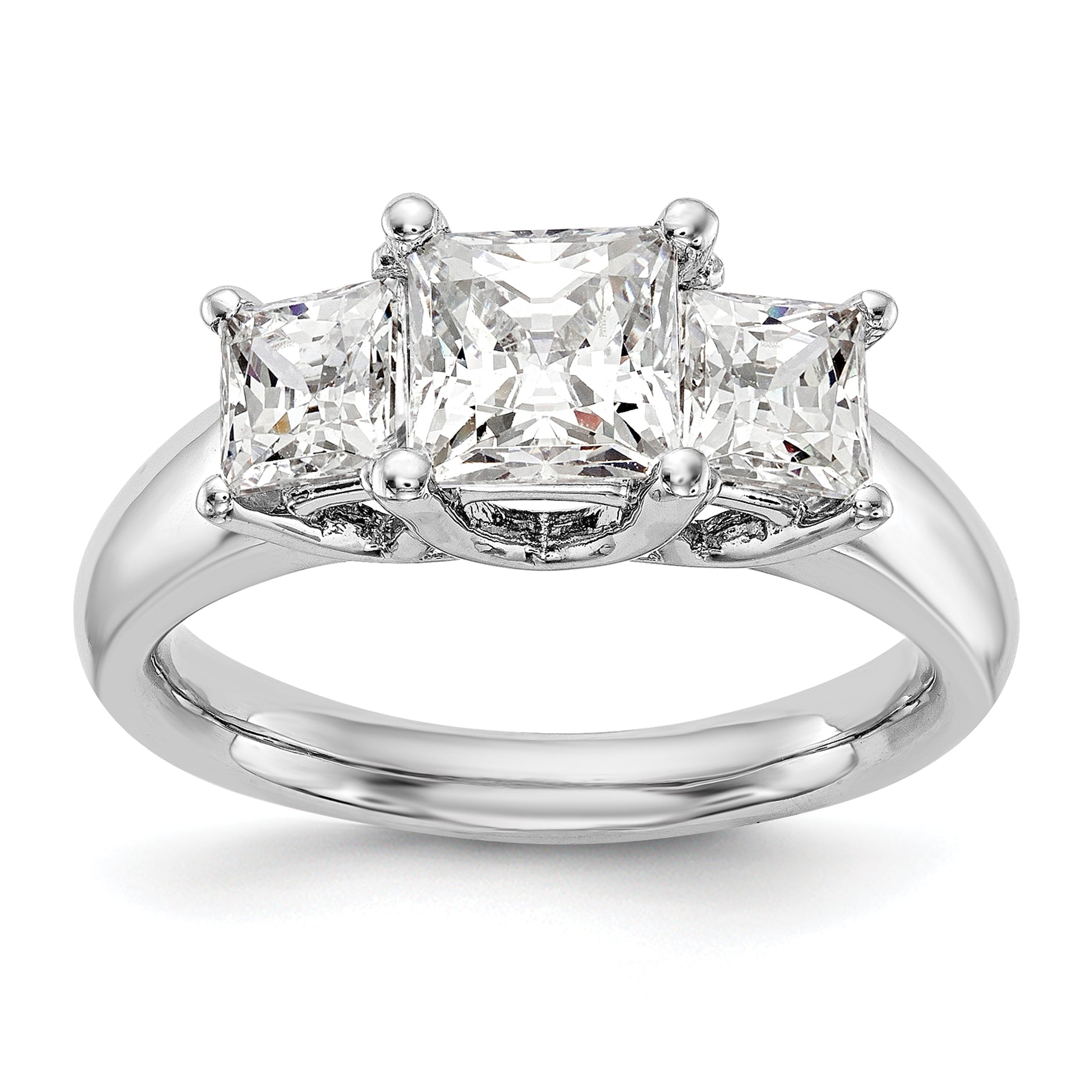 1.50ct. CZ Solid Real 14K White Gold 3-Stone Engagement Ring