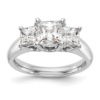 1.50ct. CZ Solid Real 14K White Gold 3-Stone Engagement Ring
