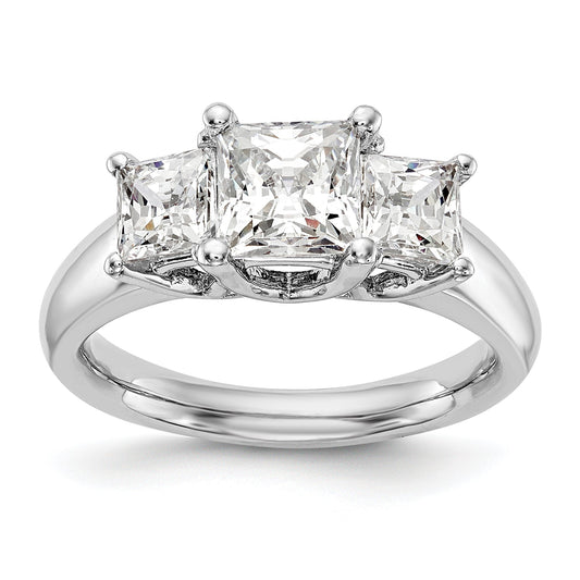 1.50ct. CZ Solid Real 14K White Gold 3-Stone Engagement Ring