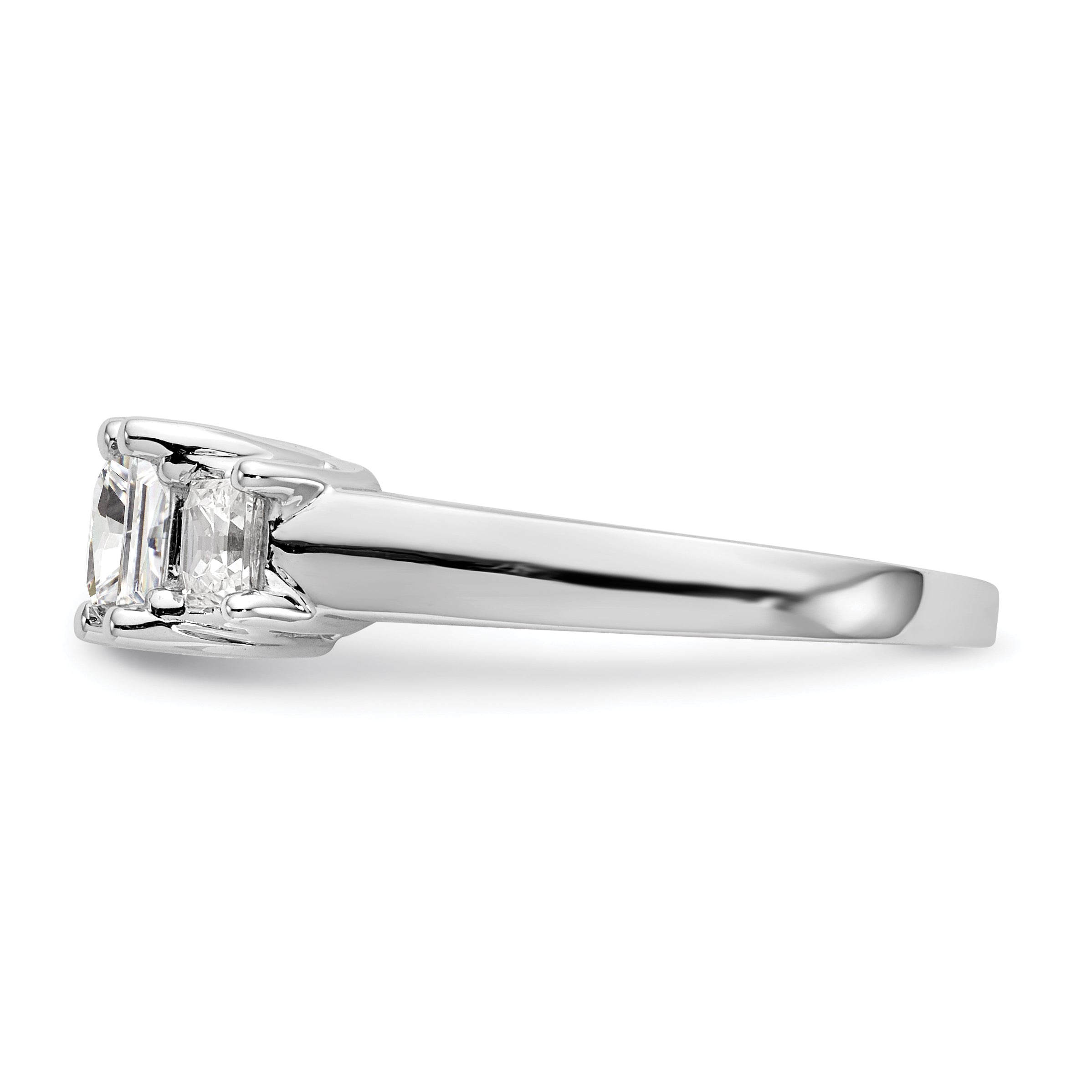 0.75ct. CZ Solid Real 14K White Gold 3-Stone Engagement Ring