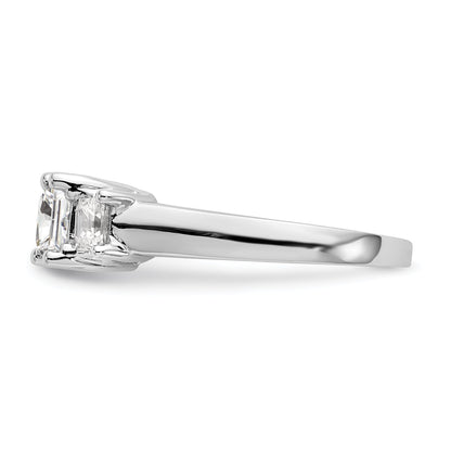 0.75ct. CZ Solid Real 14K White Gold 3-Stone Engagement Ring