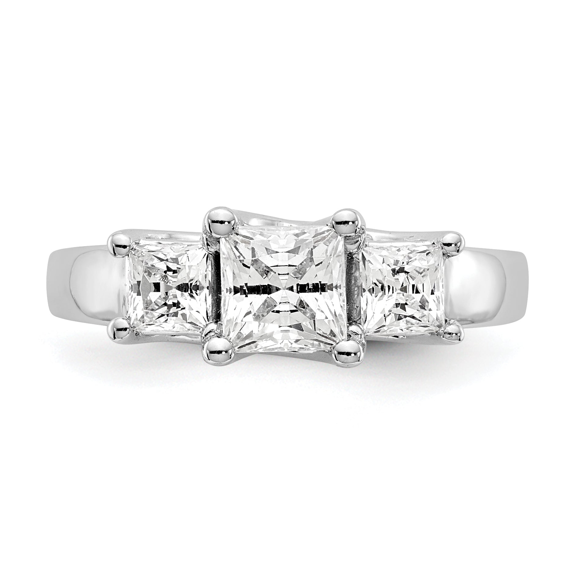 0.75ct. CZ Solid Real 14K White Gold 3-Stone Engagement Ring