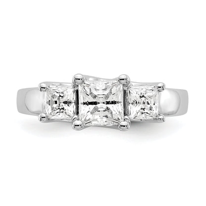 0.75ct. CZ Solid Real 14K White Gold 3-Stone Engagement Ring