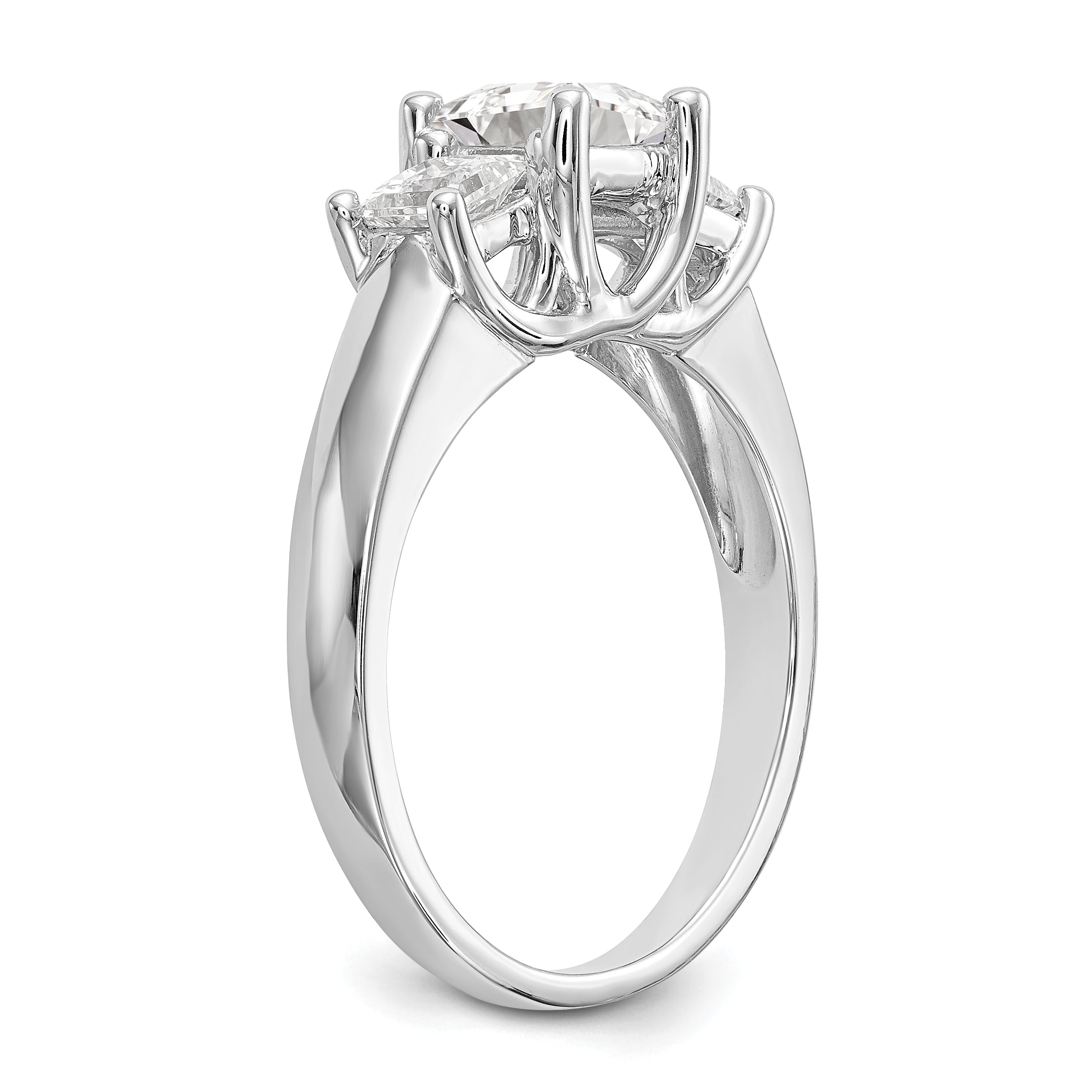0.75ct. CZ Solid Real 14K White Gold 3-Stone Engagement Ring