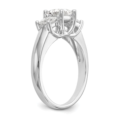 0.75ct. CZ Solid Real 14K White Gold 3-Stone Engagement Ring
