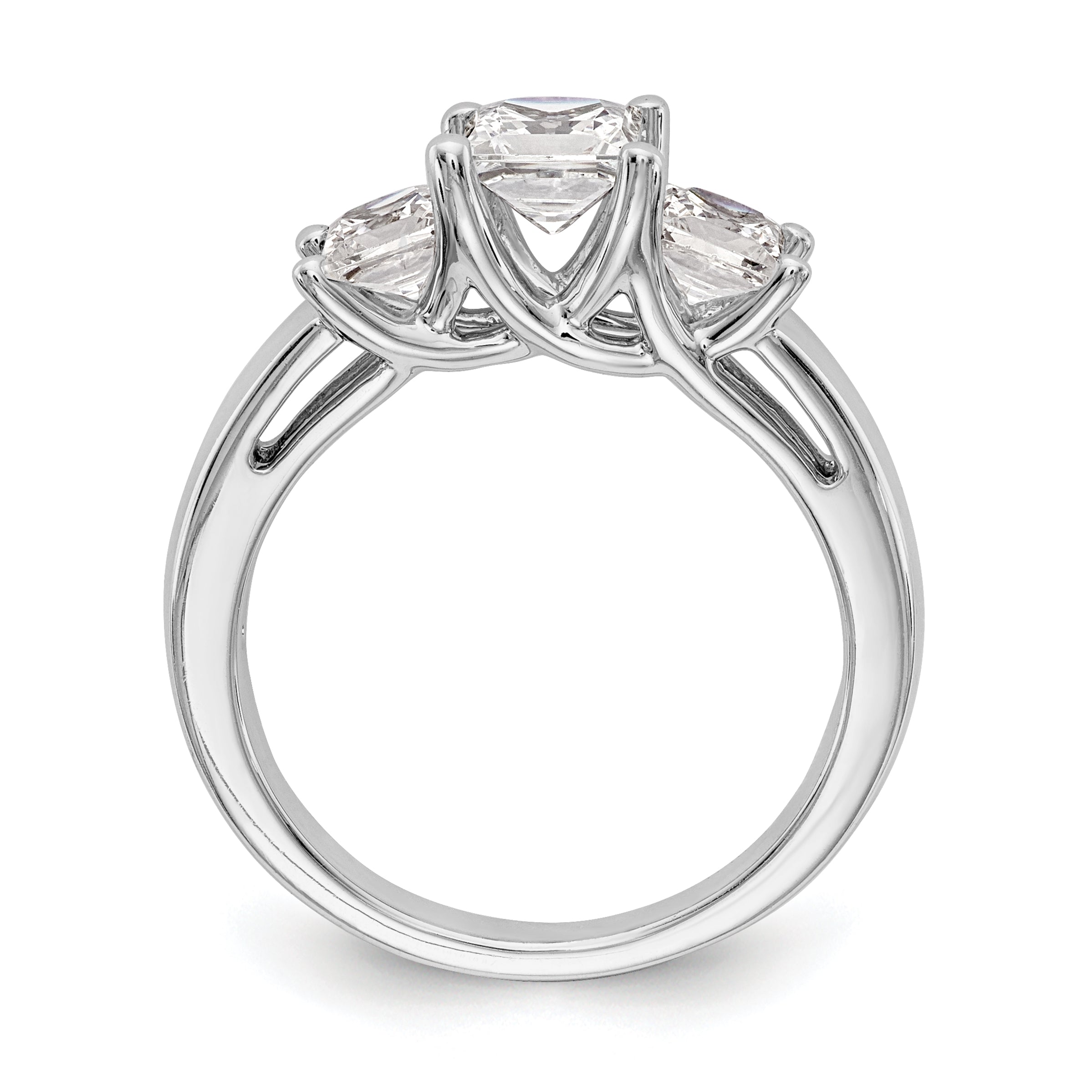 0.80ct. CZ Solid Real 14K White Gold 3-Stone Engagement Ring
