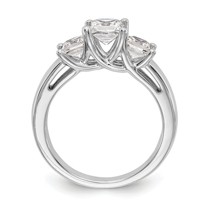 0.80ct. CZ Solid Real 14K White Gold 3-Stone Engagement Ring
