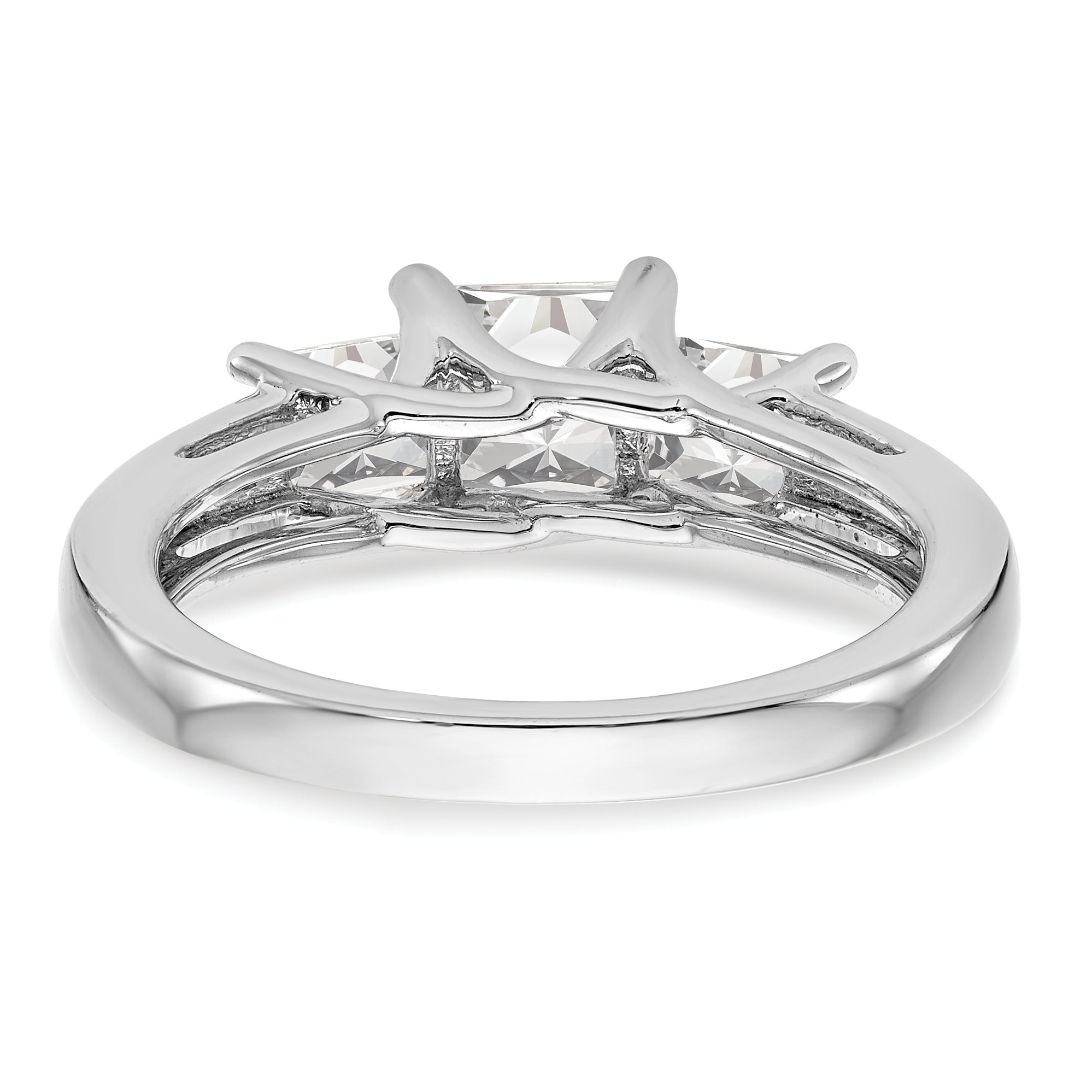 0.80ct. CZ Solid Real 14K White Gold 3-Stone Engagement Ring