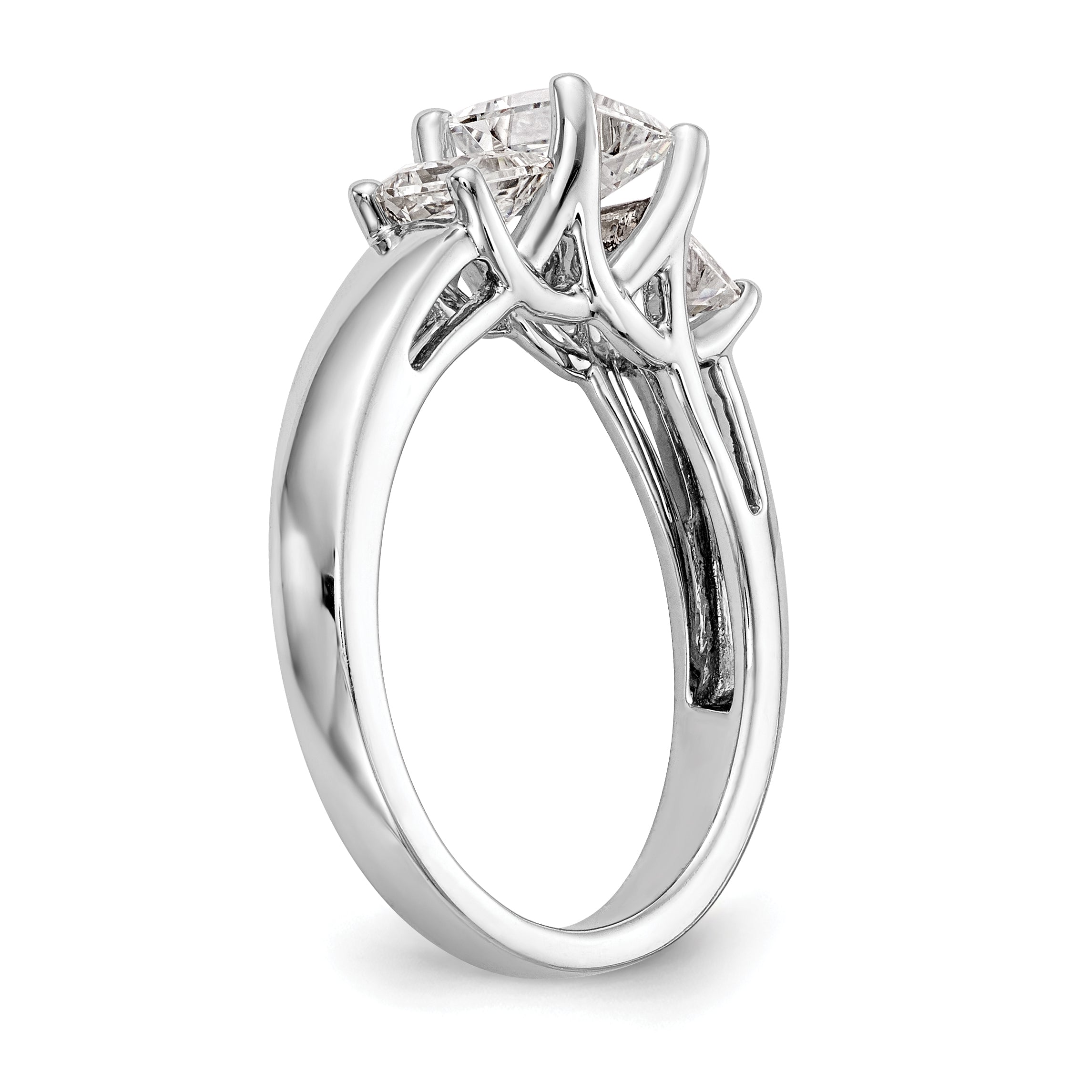 0.80ct. CZ Solid Real 14K White Gold 3-Stone Engagement Ring