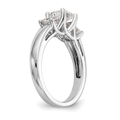 0.80ct. CZ Solid Real 14K White Gold 3-Stone Engagement Ring