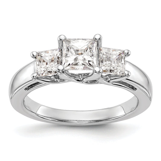 0.80ct. CZ Solid Real 14K White Gold 3-Stone Engagement Ring
