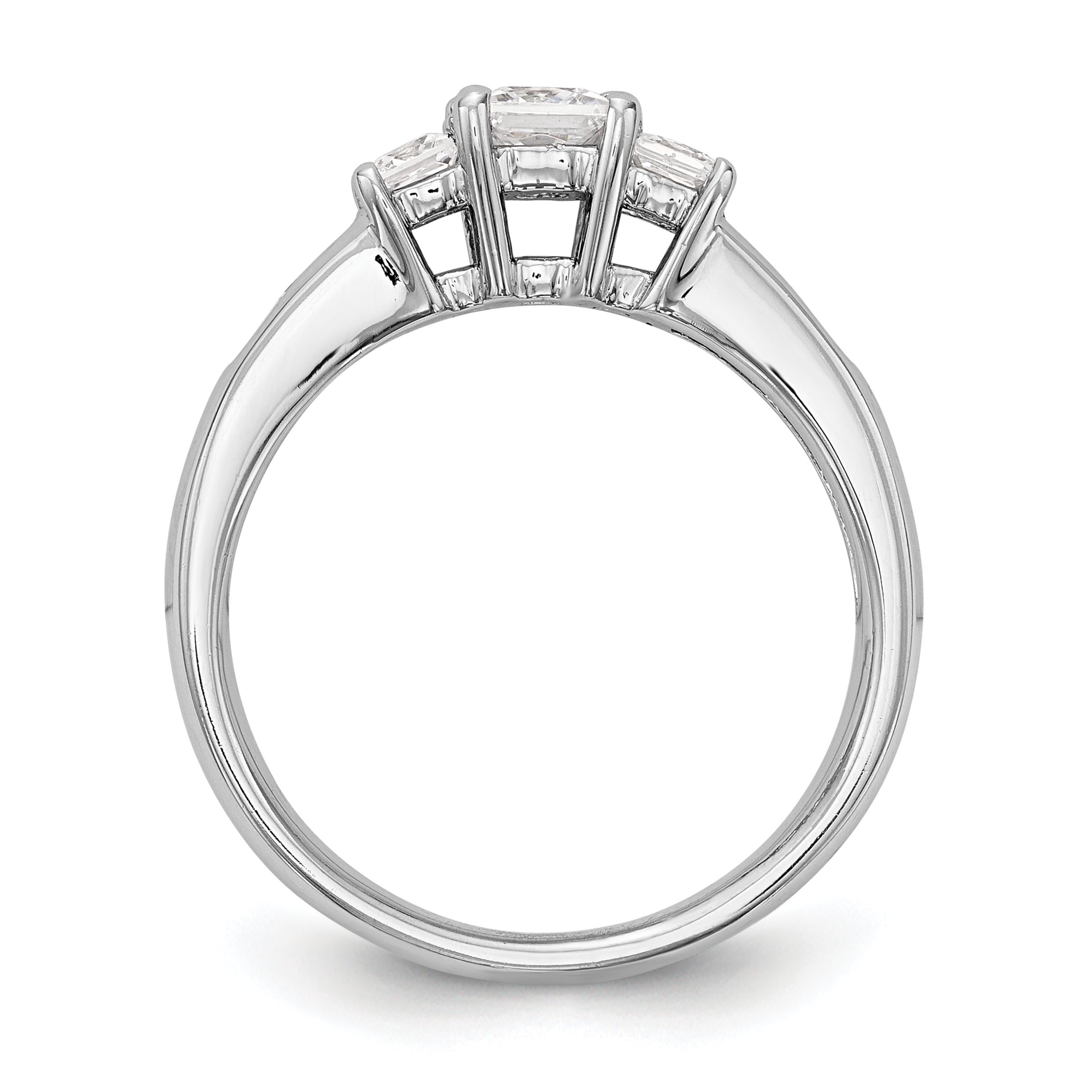 0.75ct. CZ Solid Real 14K White Gold 3-Stone Engagement Ring