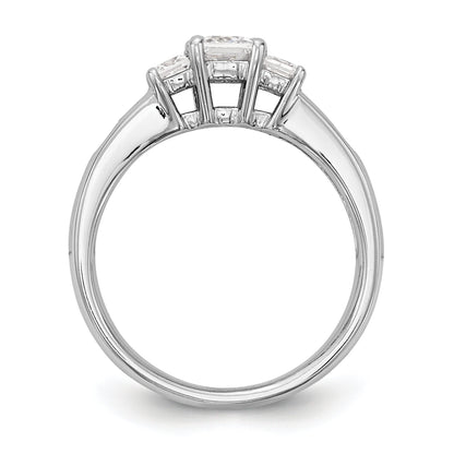 0.75ct. CZ Solid Real 14K White Gold 3-Stone Engagement Ring