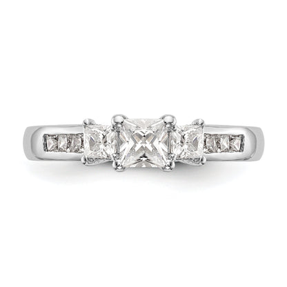 0.75ct. CZ Solid Real 14K White Gold 3-Stone Engagement Ring