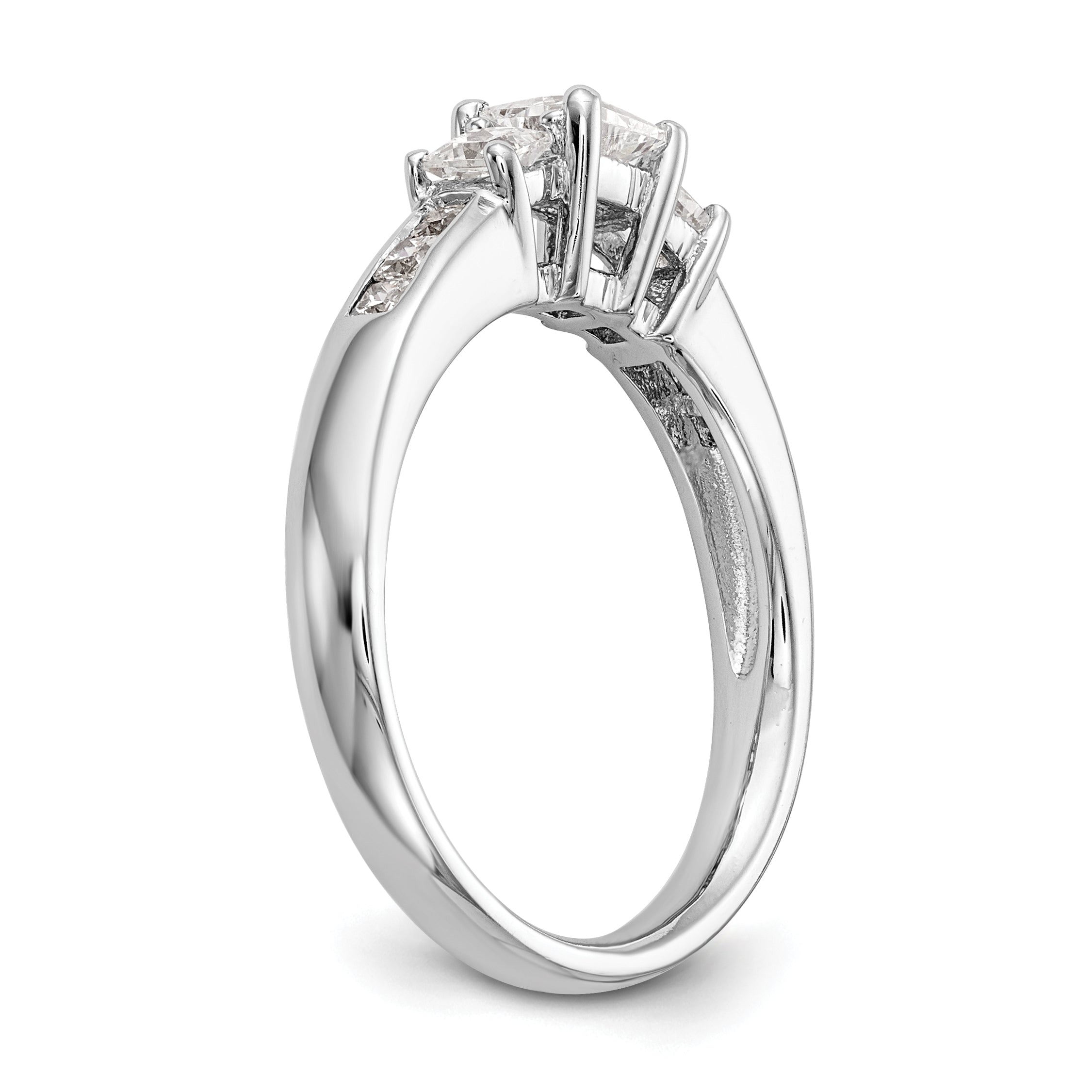0.75ct. CZ Solid Real 14K White Gold 3-Stone Engagement Ring