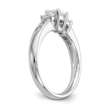 0.75ct. CZ Solid Real 14K White Gold 3-Stone Engagement Ring