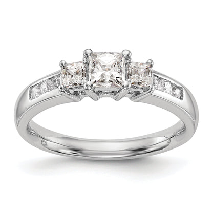 0.75ct. CZ Solid Real 14K White Gold 3-Stone Engagement Ring