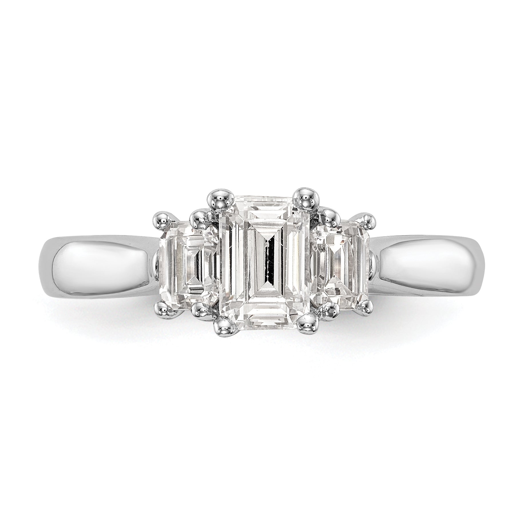 0.50ct. CZ Solid Real 14K White Gold 3-Stone Engagement Ring