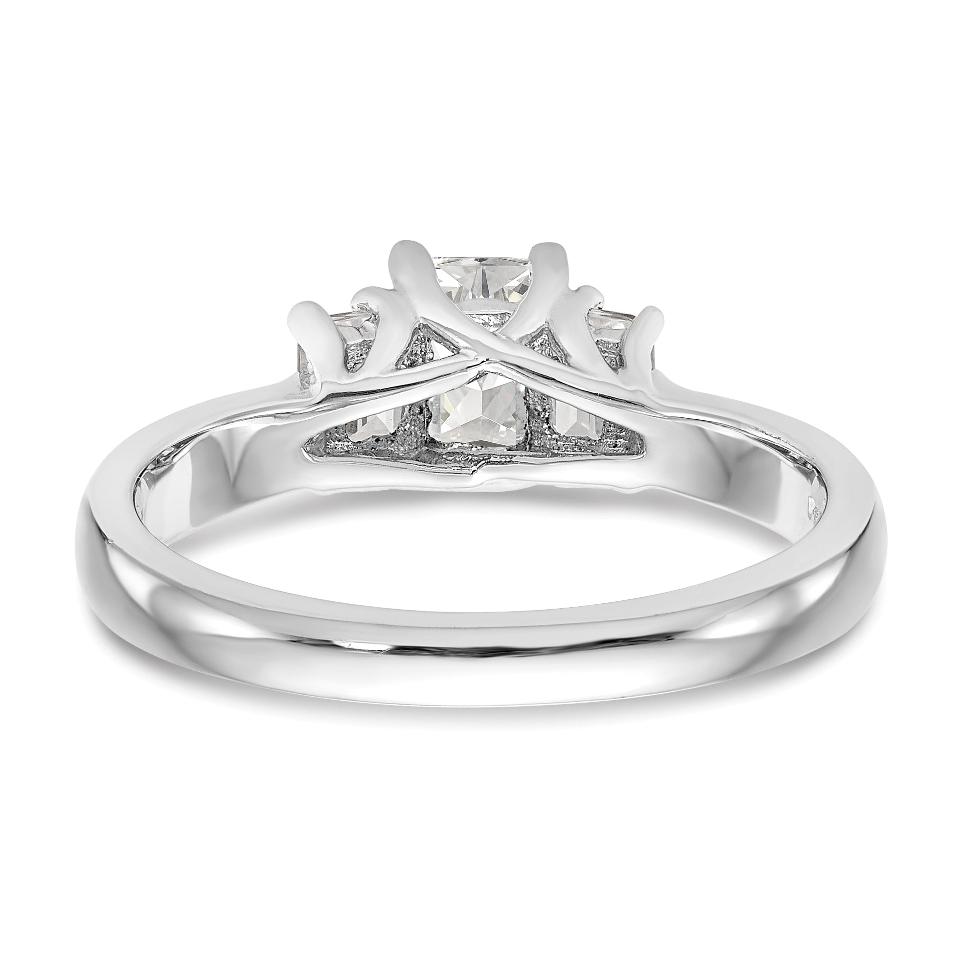 0.50ct. CZ Solid Real 14K White Gold 3-Stone Engagement Ring