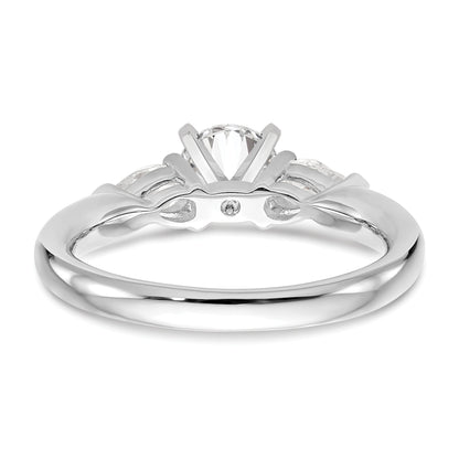 0.66ct. CZ Solid Real 14K White Gold 3-Stone Peg Set Engagement Ring