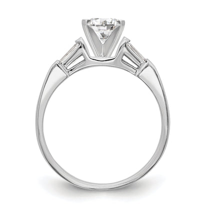 0.27ct. CZ Solid Real 14K White Gold 3-Stone Peg Set Semi mount Engagement Ring