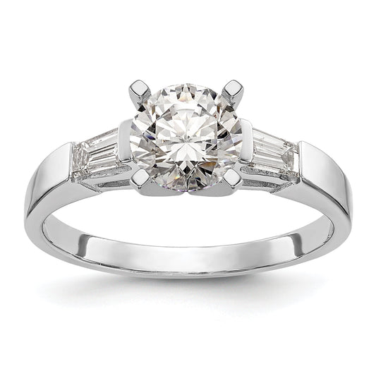 0.27ct. CZ Solid Real 14K White Gold 3-Stone Peg Set Semi mount Engagement Ring